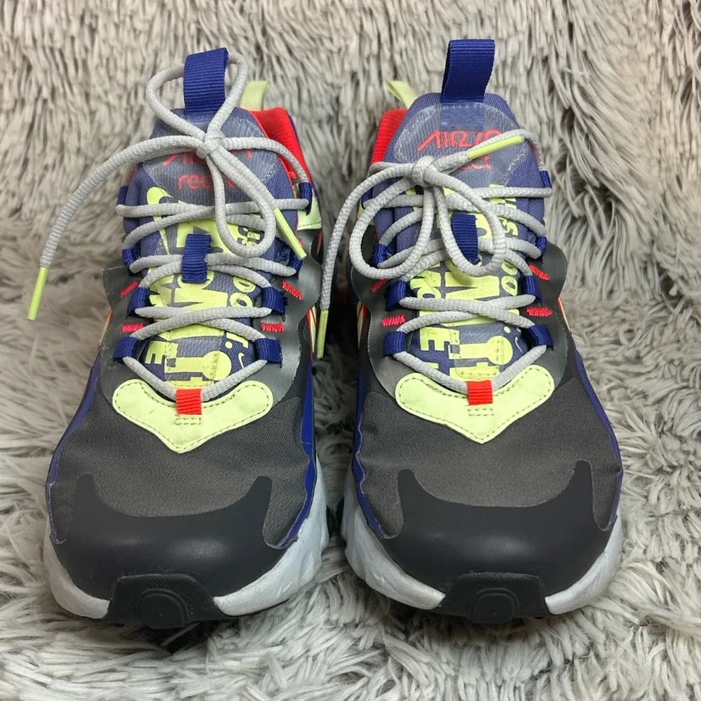 Nike Air Max 270 React GS Grey Volt Youth 6.5 Women's 8 Colorful‎ Running Shoes
